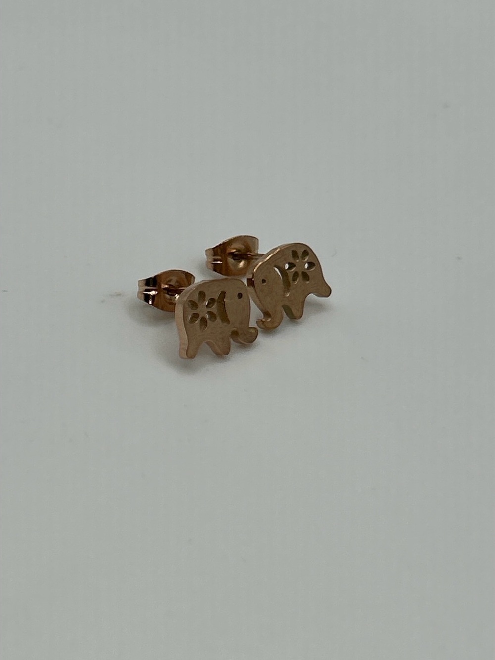 Elephant Stud Earrings - Rose Gold Tone